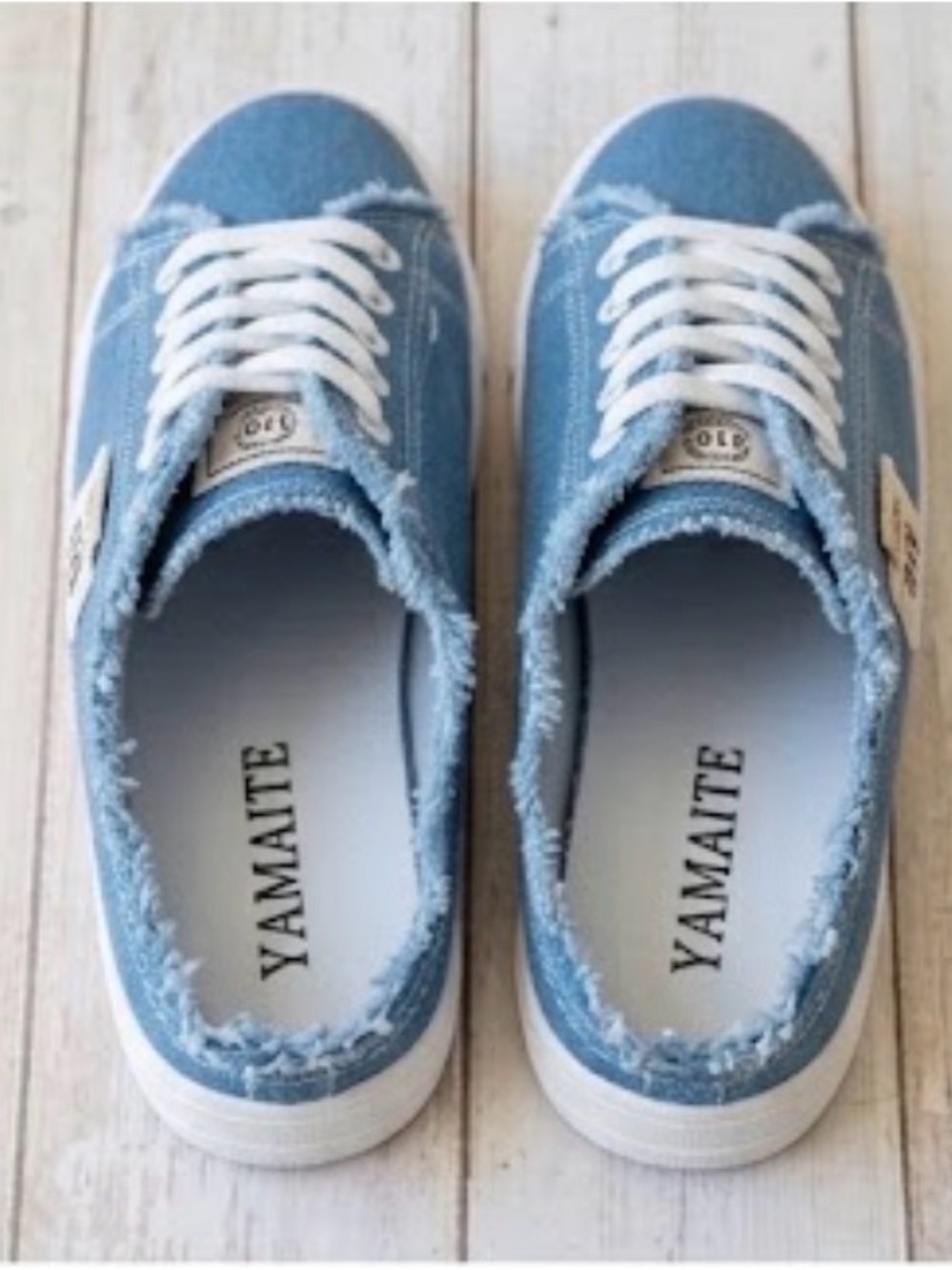 Women's Light Blue Denim Lace-Up Sneakers